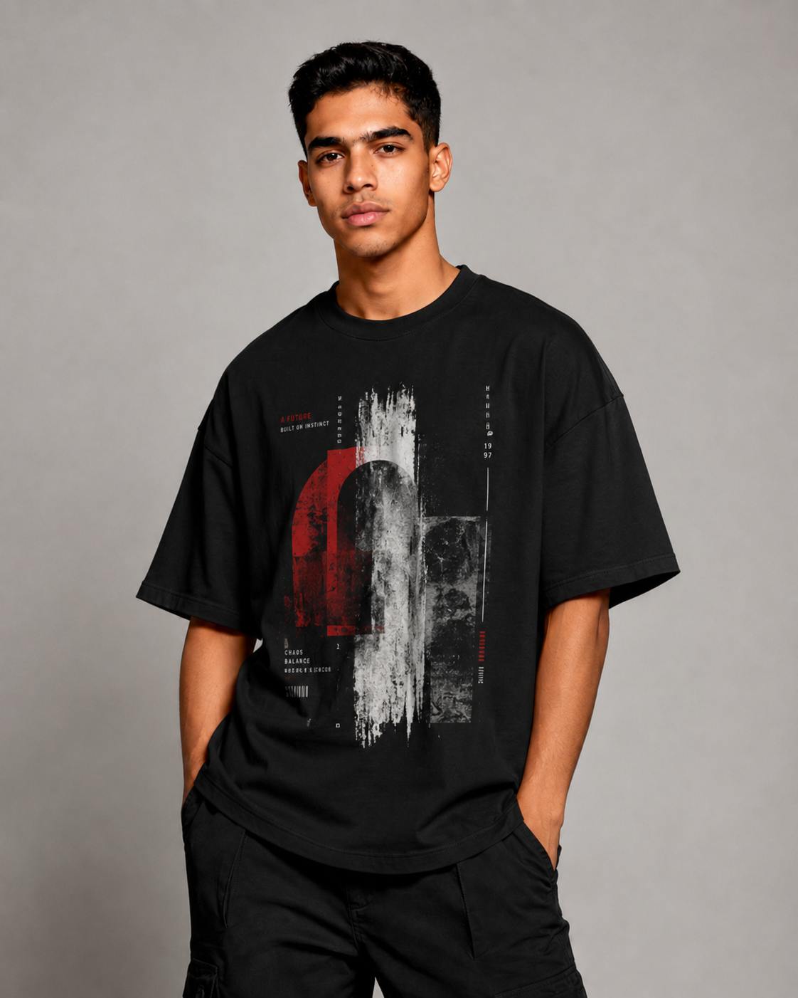 Modelo con camiseta streetwear